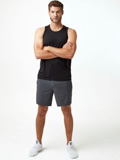 Rock your workout wardrobe with the Graphite Stretch Performance Shorts. The sleek graphite color exudes a sense of understated confidence, while the 4-way stretch fabric ensures unrestricted movement and comfort. The lightweight, quick-drying material wicks away moisture to keep you cool and focused. Experience peak performance without sacrificing style in these graphite champions. Move freely and perform flawlessly with our 4-Way Stretch Fabric Hidden inside drawcord for waistband adjustabilit Workout Wardrobe, Thermal Long Sleeve, 4 Way Stretch Fabric, Pocket Tee, Spring Collection, Endless Possibilities, Men Short Sleeve, Cool T Shirts, Quarter Zip