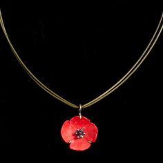 Red Poppy Pendant - Leather Cord – Michael Michaud US Trench Warfare, Opening Lines, Remembrance Day Poppy, Poppy Necklace, Michael Michaud, Poppy Brooches, Flanders Field, Botanical Jewelry, Poppy Field