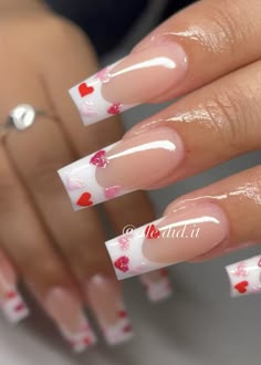 Vday Nails, Valentine Nails, Cute Acrylic Nail Designs, Long Square Acrylic Nails, Short Acrylic Nails Designs, Pink Acrylic Nails