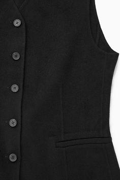 DOUBLE-FACED WOOL WAISTCOAT - BLACK - COS Wool Waistcoat, The Sheep, Soft Hands, Sheep, Maxi Skirt, Women Wear, Blazer, Wool, How To Wear