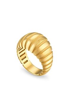 Crafted from 18-karat gold, this sculptural band adds a modern mood to your everyday ring stack. 18k gold Made in the USA Luxury Gold Stackable Dome Ring, Stackable Gold Dome Ring Luxury Style, Gold Stackable Dome Ring Luxury Style, Gold Stackable Dome Ring, Modern Wide Band Yellow Gold Rings, Modern Stackable Yellow Gold Dome Ring, Modern Stackable Wide Band Ring In Yellow Gold, Modern Yellow Gold Open Dome Ring, Luxury Stackable Yellow Gold Rings With Thick Band