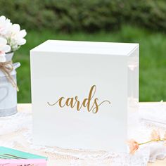 PRICES MAY VARY. UNIQOOO Elegant White Acrylic Wedding Card Box with Gold Print Card Boxes For Wedding, Acrylic Wedding Card, Graduation Table Centerpieces, Wedding Gift Card Box, Wedding Gift Card, Fundraiser Event, Graduation Tables, Gold Foil Cards, Table Centerpiece Decorations