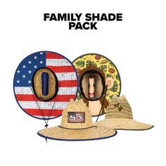 The Family Shade Pack combination will keep you and your little one in the outdoors but protected from the sun. With the SA Straw Hats both your faces will be shaded from the sun as you embark on a full day outdoors. Plus you each get to choose a Multi-Use Face Shield® design which is great sun protection. Pack Includes: Under Brim Straw Hat Kids Under Brim Straw Hat Free Gift Playful Uv Protection Hats For Outdoor Activities, Playful Sun Hat For Beach Season, Playful Sun Hat With Uv Protection For Outdoor, Fun Outdoor Sun Hat With Upf 50+, Fun Sun Hat With Upf 50+ For Outdoor, Fun Outdoor Hat With Uv Protection, Playful Summer Hats For Outdoor Activities, Fun Outdoor Hats With Upf 50+, Fun Curved Brim Sun Hat For Outdoor