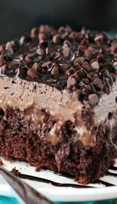 a close up of a piece of cake on a plate with chocolate and oreo