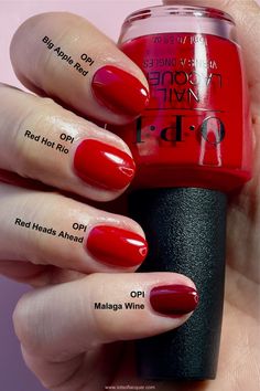 Ruby Red Nail Polish, Red Heads Ahead Opi, Opi Big Apple Red Gel, Fall Red Nail Colors, Big Apple Red Nails, Opi Red Hot Rio, Big Apple Red Opi, Apple Red Nails, Red Opi Nails