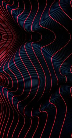 an abstract background with wavy lines in red, blue and black colors on a dark background