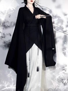 Black Hanfu Women Chinese Traditional Style Folk Dance Fairy Dresses Ancient Costume Clothes Tang Black Hanfu, Hanfu Women, Costume Clothes, Chinese Traditional Dress, Ancient Costume, Big Sleeves, Fairy Dresses, Retro Girls, Folk Dance