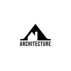 the architecture logo is black and white with an arrow pointing up to it's roof