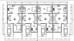 the floor plan for a three story building with multiple floors and two car garages