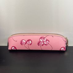 Nwt Coach Pencil Case With Cherry Print Printed Coated Canvas And Smooth Leather Zip Closure, Fabric Lining 8" (L) X 2" (H) X 2" (W) Price Is Firm. Pink Cases With Pen Slots For Everyday Use, Pink Cases With Pen Holders For Everyday Use, Pink Rectangular Case With Pen Slots, Pink Cases With Pen Holders For Daily Use, Pink Rectangular Case With Pen Holders, Coach Office, Heartbreak High, Fruit Company, Pinterest Contest