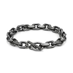 PRICES MAY VARY. ♛DESIGN - The cable link chain bracelet is with a vintage gunmetal plated finish and a simple but unique OT clasp. It is a very sturdy and durable stylish chain with, a smooth surface, and comfortable to wear. ♛BRACELET SIZE - 8.5" ( 21.59cm) L x 0.34" (0.86cm) W, Chain Bracelet with OT Clasp. Weight 38.5g. ♛HIGH QUALITY - Made of 316L stainless steel which is incredibly durable, corrosion-free, tarnish-free, and scratch-free. Hypoallergenic, it’s safe even for irritable skin. E Stainless Steel Cuban Link Chain Bracelet With Adjustable Chain, Cuban Link Stainless Steel Bracelet With Adjustable Chain, Silver Stainless Steel Cuban Link Bracelet With Adjustable Chain, Streetwear Metal Chain Link Bracelet, Mens Chain Bracelet Jewelry1000.com, Stylish Mens Fashion, Black Bracelets, Gunmetal Grey, Bracelet Clasps