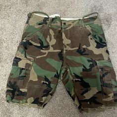 Ralph. Lauren Camouflage Shorts. Military Style Cargo Shorts, Khaki Military Style Shorts, Military Style Khaki Short Pants, Military Style Short Khaki Pants, Ralph Lauren Casual Shorts With Pockets, Casual Ralph Lauren Shorts With Pockets, Military Cargo Style Short Pants, Cotton Camouflage Bottoms With Belt Loops, Camouflage Military Cotton Shorts