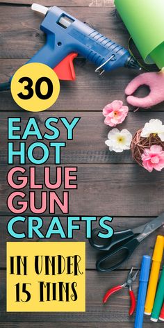 These easy crafts using a glue gun are perfect! If you're looking for fun DIY crafts, don't miss out on this simple craft list. You'll love being able to make homemade crafts with your glue gun. 15 minute crafts! Crafts With Hot Glue Easy, 15 Minute Crafts, Leaves Craft, Butterfly Tattoo Stencil