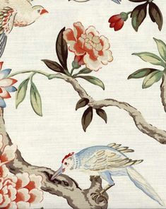 birds and flowers on a white background