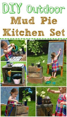 DIY Outdoor Mud Pie Kitchen Set Backyard Kitchen Diy, Mud Kitchen For Kids, Outdoor Play Spaces, Kids Mud, Kids Outdoor Play, Backyard Kitchen, Smitten Kitchen