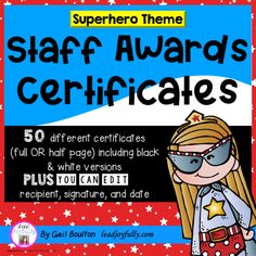 the superhero themed award certificate for students to use