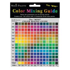 the magic palette color mixing guide is shown in front of a white card with black writing