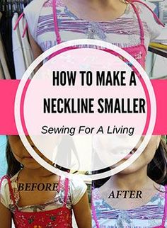 two girls wearing aprons with the words how to make a neckline smaller sewing for a living