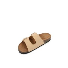 The Soft Cork Footbed Slide PU Leather Double Banded Slipper Sandal is the one of summer and vacation essential fashion item. It is fashionable, trendy, urban, modern, and pretty design that is suitable for daily and casual outfit. Also, its soft cork footbed that will mold to the foot shape when wears and light weight provide great comfortableness. Double adjustable buckle strap and non-slip sole is also great features of the sandals. Various color choice is plus: Apricot, Black, Brown, Dark Re Beige Footbed Sandals With Buckle Closure For Spring, Casual Brown Sandals For Travel, Trendy Beige Cushioned Footbed Sandals, Beige Cushioned Sandals For The Beach, Comfortable Beige Sandals For Day Out, Beige Sandals With Cushioned Footbed For Beach Season, Vacation Leather Footbed Sandals With Round Toe, Open Toe Sandals With Leather Footbed For Travel, Travel Sandals With Leather Footbed And Open Toe