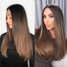 Kardashian Hair Color, Kardashian Hair, Hair Color Chocolate, Hair Balayage, Brown Ombre