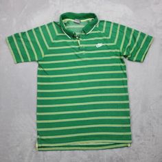 Vintage Nike Polo Shirt Men Medium Green Striped Skater 90s Y2K Swoosh Adult Med  | eBay Green Nike Tops For Sports Season, Retro Green Tops For Sports, Retro Nike Sports Tops, Nike Polo Shirt Men, Retro Green Sports Top, 90s Green Sports Tops, Green Stretch Y2k T-shirt, Skater 90s, Men's Affordable Y2k Style T-shirt