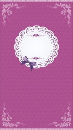 a purple background with white lace and bow