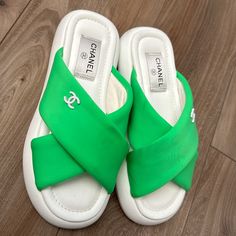 Preowned And In Good Conditions. Comes As In Pictures Neon Green, Women's Shoes Sandals, Shoes Sandals, Slides, Neon, Women Shoes, Sandals, Green, Women Shopping