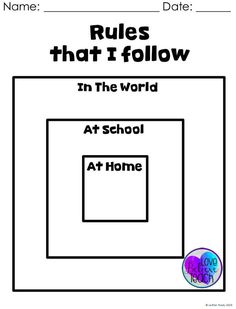 rules that i follow in the world at school at home with an image of a square