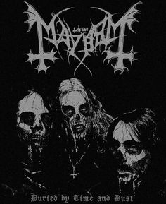 an image of three demonic looking men with long hair and fangs on their faces, in black