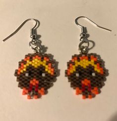 Beaded turkey earrings beaded one bead at a time handmade made in the USA Turkey Seed Bead Earrings, Thanksgiving Beaded Earrings, Turkey Earrings, Beaded Stuff, Mickey Mouse Earrings, Dog Earrings, Earrings Handmade Dangle, Earrings Beaded, Seed Bead Earrings