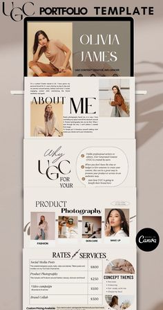 Photographer Portfolio Layout, Ugc Pricelist, Ugc Portfolio Example, Social Media Portfolio Example, Ugc Templates, Webpage Design Inspiration, Personal Portfolio Website Design, Ugc Portfolio Ideas, Portfolio Aesthetic Personal Portfolio Website Design, Media Kit Examples