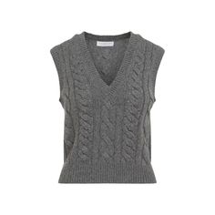 The Selsey vest by Gabriela Hearst is a luxurious addition to your knitwear collection. Crafted from soft grey cashmere, it features an intricate cable knit design, a flattering v-neckline, and a straight hem for an elegant yet casual look.

- Sleeveless design  
- Material: 100% Cashmere  
- Hand wash recommended Grey Cable Knit Vest, Luxury Gray Sleeveless Vest, Gray Cashmere Sweater, Gabriela Hearst, Cashmere Yarn, Designer Products, Pleats Please Issey Miyake, Knitting Designs, The List