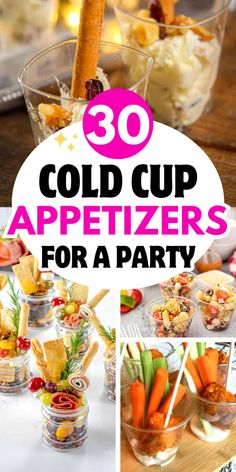 cold cup appetizers for a party Food In Cups, Appetizers In Cups, Glass Appetizers, Cup Appetizers, Shot Glass Appetizers, Cold Party Appetizers, Vegetable Cups, Individual Appetizers, Veggie Cups