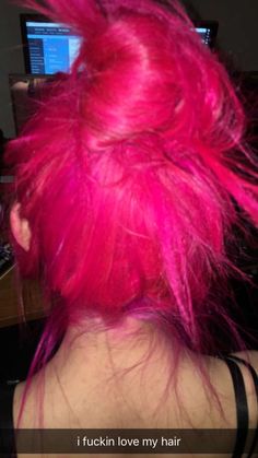 Electric Pink Hair, Bright Hair Dye Ideas, Medium Length Pink Hair, Bright Dyed Hair, Bright Pink Hair Color, Bright Colored Hair