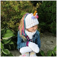 Unicorn Ponytail Hat Set Unicorn Ponytail, Crochet Patterns For Kids, Crocheted Unicorn, Girly Costumes, Crochet Unicorn Hat, Unicorn Hat, School Prep, Crochet Kids Hats, Unicorn Costume