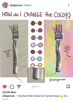 an image of two forks with different colors on them and the words how do i change the colors?