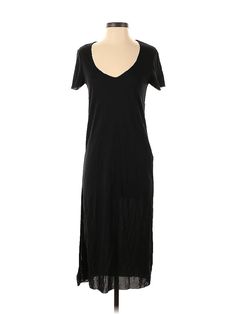 Trafaluc by Zara Casual Dress Size: Small Black Dresses - used. 50% MODAL, 50% POLYESTER, Midi, V Neck, Midi/Calf Length, Short Sleeve | Trafaluc by Zara Casual Dress: Black Dresses - Size Small Affordable Black Midi Dress By Zara, Affordable Black Zara Midi Dress, Casual Dress Black, Small Black Dress, Black Casual Dress, Black Dresses Casual, Black Dresses, Zara Black, Black Casual