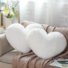 PRICES MAY VARY. Package Content: you will receive 2 pieces of heart shaped pillows, which are available in a white color, bright and eye catching, elegant color and enough quantity to meet your use and replacement needs, you can share them with others, including inserts Valentine's Day Atmosphere: our aesthetic pillows are designed with a hearted shape, full of a touch of Valentine's Day, romantic and attractive, you can use them to decorate your rooms, warm and delicate, to cheer up your holid Pillows For Bedroom, Bedroom Aesthetic Dark, White Room Decor, Heart Pillows, Pink Room Decor, Teen Room Decor, Soft Cute, Girl Beds, Fluffy Pillows