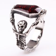 Goth Vampire Skeleton Skull Red Enamel Coffin Ring Sz 11 Reposhing As It Was Way Too Big For Me. Vampire Skeleton, Gothic Jewelry Rings, Skeleton Ring, Gothic Skeleton, Coffin Ring, Gothic Engagement Ring, Extraordinary Jewelry, Gothic Vampire, Black Gold Jewelry