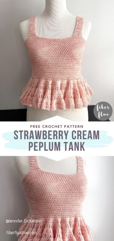 Crochet Tank Top Crochet Tank Top Free, Crochet Shirt Pattern, Crochet Apparel, Crochet Tank Tops, Knit Wear, Crochet Summer Tops, Strawberry Cream