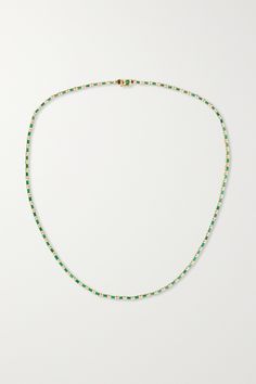 Suzanne Kalan's pieces are modern heirlooms, designed to be passed down through generations. Handmade in Los Angeles, this tennis necklace is cast from 18-karat gold and strung with scores of exquisite green emeralds that shimmer along its length. Green Diamond-cut 14k Gold Necklace, 14k Gold Green Diamond Cut Necklace, Suzanne Kalan, Tennis Necklace, Emerald Jewelry, Retail Therapy, Fine Jewellery Necklace, Mr Porter, Emerald Green