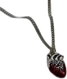 48738324644137 Gothic Y2k, Red Heart Necklace, Grunge Jewelry, Necklace Gothic, Human Heart, Jewelry Dainty, Chains Necklaces, Ring Pendant Necklace, Y2k Grunge