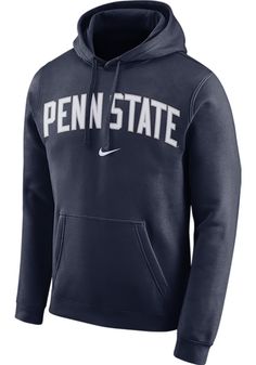 Put your Nittany Lions spirit on display in this Penn State Nittany Lions Long Sleeve Hoodie! You'll be cozy on game day in this Penn State Mens Navy Blue Arch Hooded Sweatshirt. This Nittany Lions Long Sleeve Hoodie features a screen print of Penn State name wordmark arched across chest. Wear your Penn State Nittany Lions spirit with pride in this great Mens Hooded Sweatshirt! Screen printed team name on center chest, Tapered sleeves, heightened hood, and front kangaroo pocket, Trademark swoosh Nike Web, Nike Apparel, Arizona Wildcats, Nittany Lion, Youth Sports, Hooded Sweatshirt Men, Neck Hoodie, Mens Hooded, Penn State