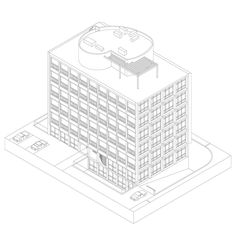 an architectural drawing of a tall building