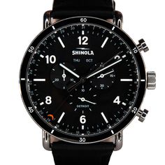 Elevate your style with the Shinola Canfield Sport 45MM Chronograph Watch. Crafted with precision and sophistication, this timepiece features a sleek design and a durable stainless steel or gunmetal case. The chronograph function allows you to track time with precision, while the premium leather or stainless steel bracelet offers both comfort and style. With its striking black, blue, or white dial and luminous hands, this watch exudes elegance and versatility. Make a statement with this iconic a Timeless Black Chronograph Watch Accessories, Timeless Black Watch With Chronograph, Timeless Black Watch Accessories With Chronograph, Timeless Black Chronograph Watch With Tachymeter, Classic Black Chronograph Watch, Timeless Matte Black Watch With Subdials, Timeless Black Watch With Subdials, Timeless Matte Black Watch Accessories With Subdials, Timeless Black Chronograph Watch