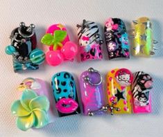 Harajuku Barbie, Dump Instagram, Hippie Nails, Y2k Nails, Crazy Nails