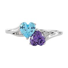 Top of ring height: 8mm

 Top of ring width: 12.8mm


Band width: 3.3mm



Shank width: 1.4mm 




Stone material: purple, blue & clear cubic zirconia



Center stone size: 5mm x 5mm



Stone shape: heart shape (center) & round



Center stone carat weight: 0.4 ct.



Total number of CZ stones: 4



Stone setting: basket prong setting





Metal: 925 sterling silver



Plating: rhodium plated 


Finish: high polish Purple Heart Ring With Accent Stones For Anniversary, Anniversary Purple Heart Ring With Accent Stones, Purple Birthstone Ring With Diamond Accents For Anniversary, Anniversary Purple Birthstone Ring With Diamond Accents, Purple Heart-shaped Birthstone Rings, Cubic Zirconia Birthstone Ring For Promise, Purple Multi-stone Promise Birthstone Ring, Purple Multi-stone Promise Ring, Purple Multi-stone Rings For Promise