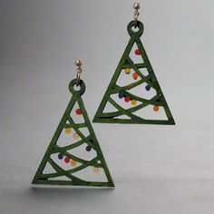 Hand Painted Triangle Christmas Tree Earrings This Design Is Cut Using A Laser Machine Owned By Me. I Hand Painted The Earrings, Both Sides Are Painted Colors: Green, Red, Orange, Yellow And Blue Condition: New 2.2" X 1.4" Tree Earrings, Christmas Tree Earrings, Earring Tree, Laser Machine, Colors Green, Accessories Jewelry Earrings, Women Accessories Jewelry, Xmas Tree, Orange Yellow