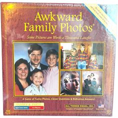 the dvd cover for awkward family photos, with an image of two adults and one child