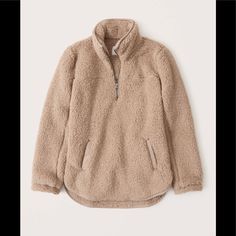 Soft Pullover In Our Cloud Sherpa Fabric With A Half-Zip Mock Neckline And Side Welt Pockets. Featuring Faux Leather Trim Details At Neck, Cuffs, Hem And Pockets. Zip Up Sweater Outfit, Fall Loungewear, Womens Sherpa, Sweater Outfit, Sherpa Pullover, Zip Up Sweater, Athletic Outfits, Brown Sweater, Women's Coats & Jackets